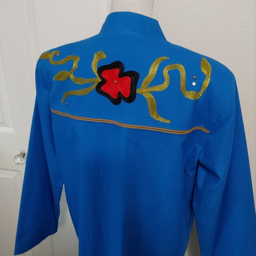 VTG Alex Kim Embroidered Tunic Duster Coat - Picture 11 of 16